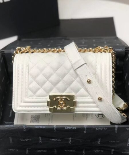 Chanel Boy Flapbag White For Women 7.9in/20cm