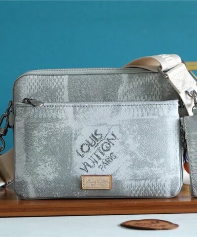Louis Vuitton Trio Messenger Damier Salt Gray For Men, Men's Bags, Shoulder And Crossbody Bags 9.5in/25cm LV N50068