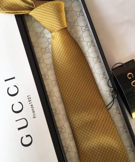 Gucci Silk Tie Yellow GG Men Tie