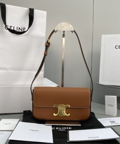 Celine Triomphe Shoulder Bag Brown For Women 8in/20cm 194143BFN.04LU