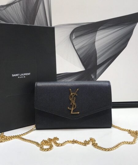 Saint Laurent Uptown Chain Wallet Black For Women 7.4in/19cm YSL 6077881GF0J1000