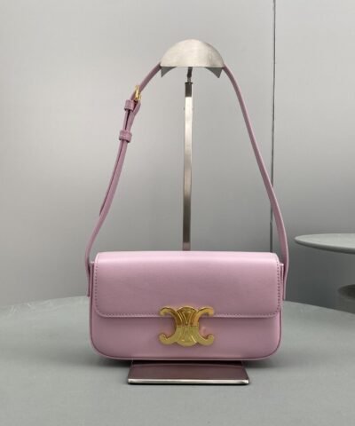 Celine Triomphe Shoulder Bag Pink For Women 8in/20cm