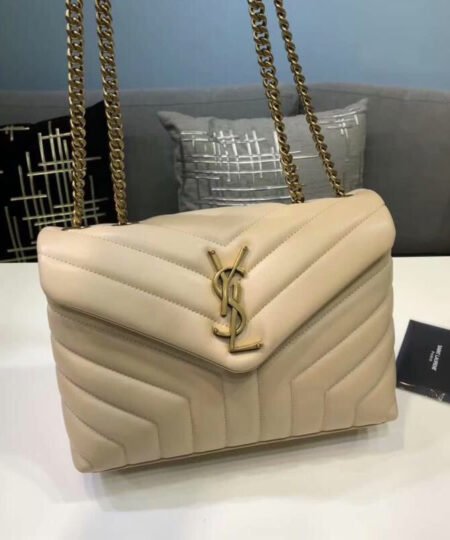 Saint Laurent Loulou Small Chain Bag In Matelasse "Y" Beige For Women 9.8in/23cm YSL 494699DV7272721