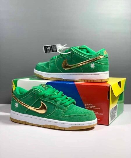 Nike SB Dunk Low Pro St Patrick’s Day Green/Metallic Gold-White-Light Gum Sneaker For Men, Men’s Shoes DN3674-303