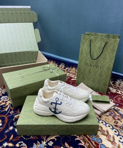 Gucci Women's Rhyton Sneaker With Anchor White Ivory For Women 576052