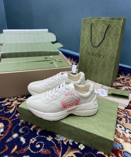 Gucci Women's Rhyton Sneakers With Gucci White Ivory For Women 646509