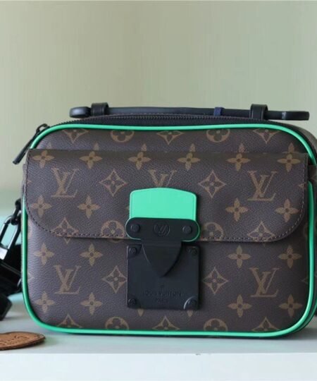 Louis Vuitton S-Lock Messenger Monogram Macassar By Virgil Abloh's Minty Green For Men, Men's Bags, Shoulder And Crossbody Bags 8.7in/22cm LV M46246