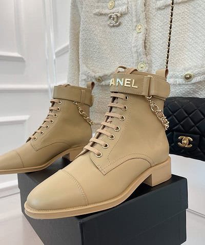 Chanel Women's Lace-Up With Chain Beige For Women 1.5in/4cm