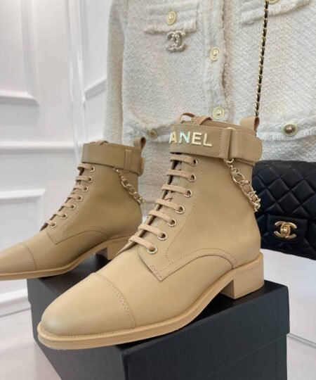 Chanel Women's Lace-Up With Chain Beige For Women 1.5in/4cm
