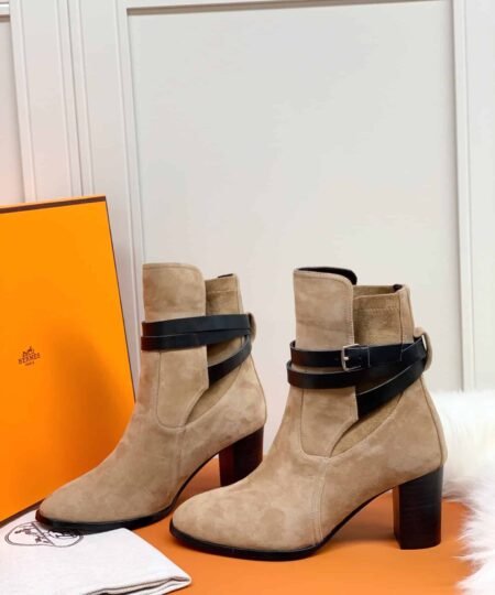Hermes Frenchie 70 Ankle Boot Beige For Women 2.8in/7cm.