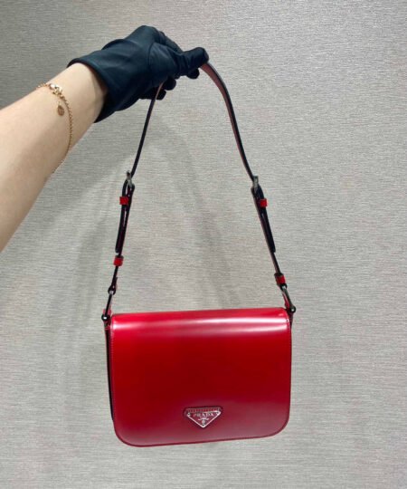 Alternative view of Prada Brushed Shoulder Bag In Red For Women 7.8in/ 20cm 1BD308_ZO6_F02SB_V_HOO