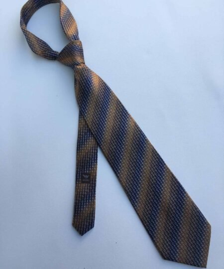 Armani Tie With Embroidered Text Brown Armani Men Tie