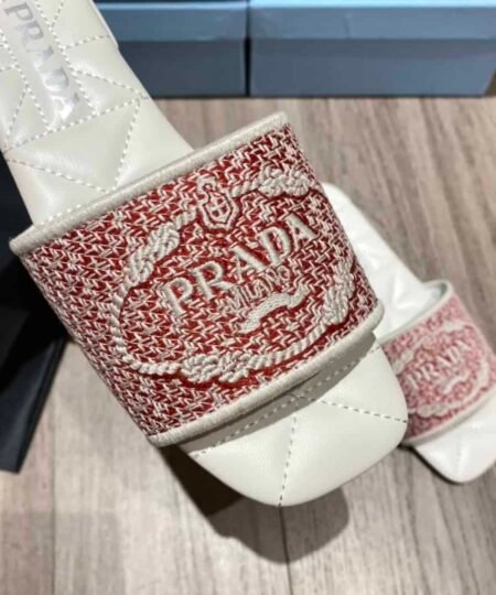 Alternative view of Prada Embroidered Fabric Slides Red For Women 0.4in/10mm PRD