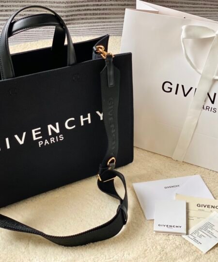 Givenchy Medium G Tote Shopper Bag Canvas Black For Women, Women's Handbags, Shoulder Bags 14.5in/37cm GVC