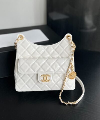 Chanel CC Medium Hobo Bag White For Women 8.6 in / 22.5 cm