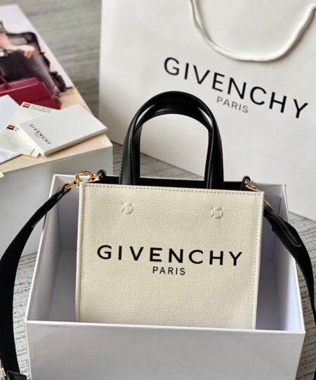 Givenchy Medium G Tote Shopper Bag Canvas Beige/Black For Women, Women's Handbags, Shoulder Bags 7.5in/19cm GVC BB50N0B1DR-255