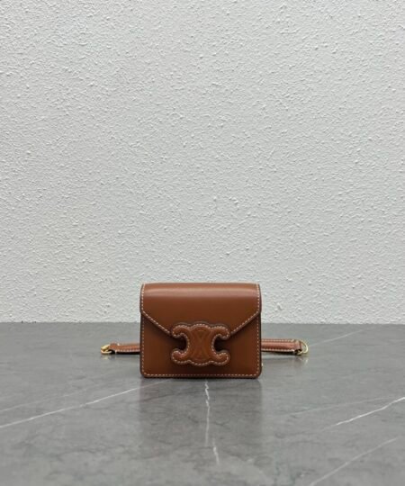 Celine Card Holder On Chain Triomphe Tan For Women 4in/11cm 10J743DPV.04LU