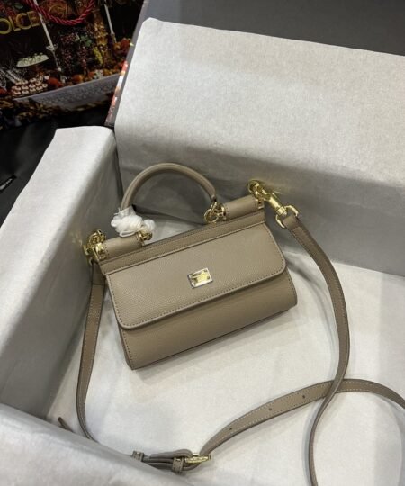 Dolce Gabbana Small Sicily Bag In Dauphine Beige For Women 7.5in/19cm DG