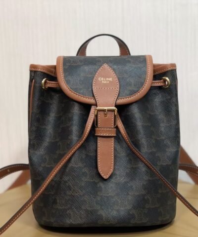 Celine Mini Backpack Folco In Triomphe Canvas Tan For Women 7in/20cm 197662CAS.04LU