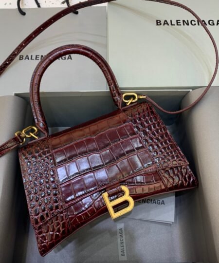 Balenciaga Hourglass Small Handbag In Dark Red, For Women, Women's Bags 9in/23cm