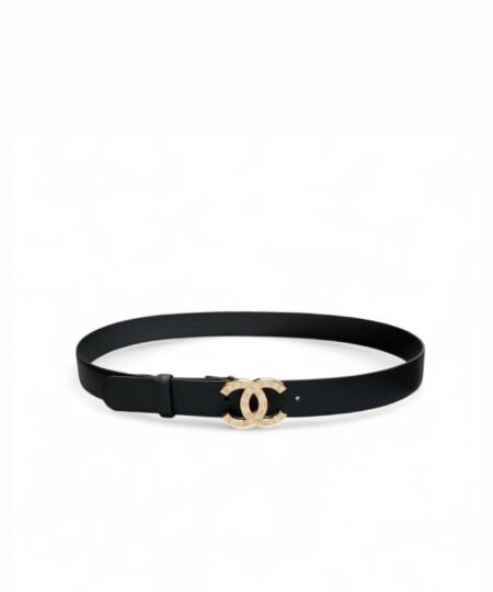 Chanel Belt With Double C Buckle Black With Full Gold Toned Hardware Women Belt