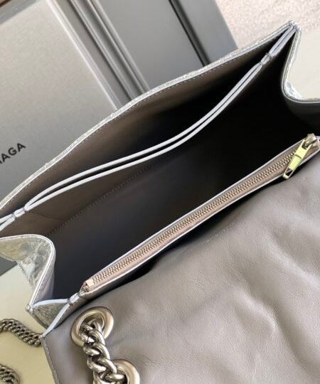 Alternative view of Balenciaga Crush Medium Chain Bag Metallized Quilted In Sliver Tone For Women 12.2in/31cm 716351210IW8110