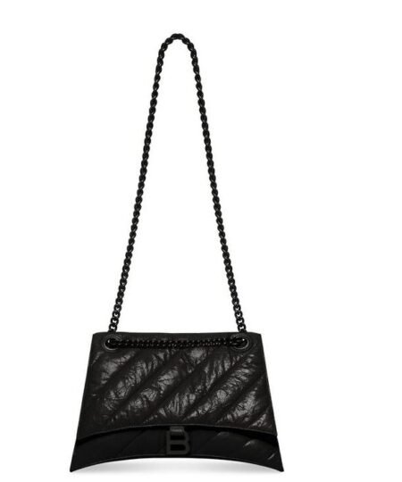 Balenciaga Crush Medium Chain Bag Quilted In Black For Women 12.2in/31cm 716393210IY1000