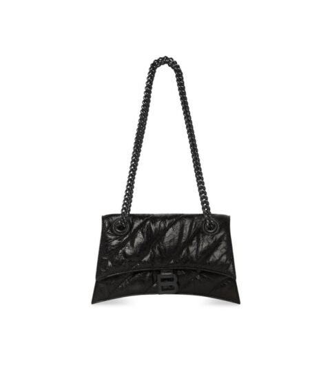 Balenciaga Crush Small Chain Bag Quilted In Black For Women 9.8in/25cm 716351210IY1000
