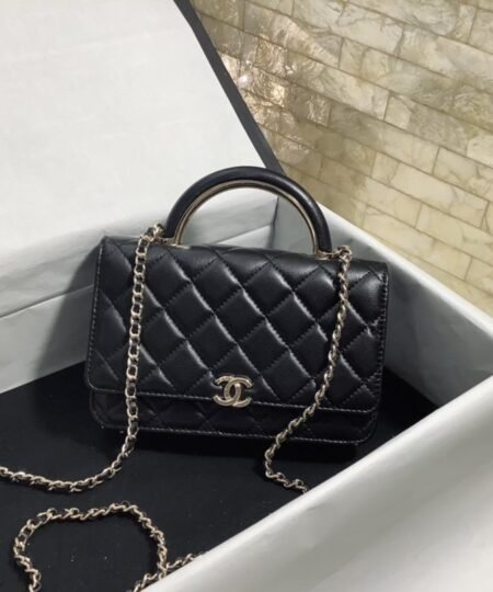 Chanel Hand-Held Oblique Cross Bag Black For Women, Women's Bags 6.7in/19cm