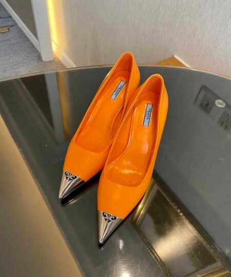 Prada Brushed Pumps Orange For Women 2.9in/75mm PRD
