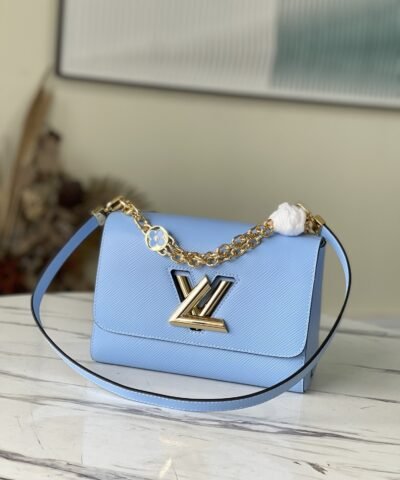 Louis Vuitton Twist MM Monogram Flower Bleu Nuage Blue For Women, Women's Handbags, Shoulder And Crossbody Bags 9.1in/23cm LV M59627