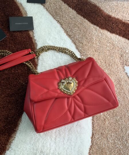 Dolce Gabbana Medium Devotion Shoulder Bag In Quilted Nappa Red For Women 10.2in/26cm DG