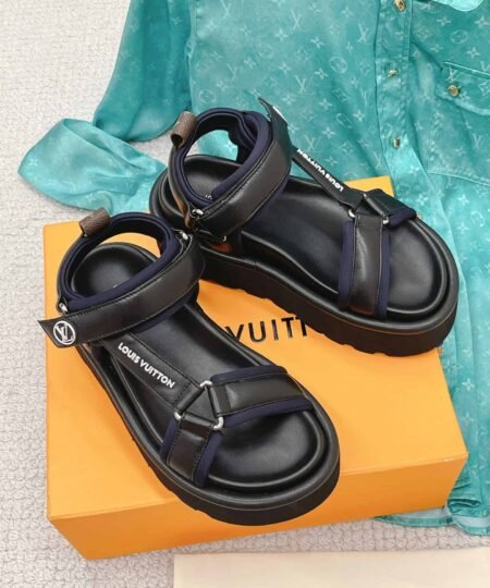 Louis Vuitton Women's Pool Pillow Flatform Comfort Sandal Black For Women LV 1AABR3