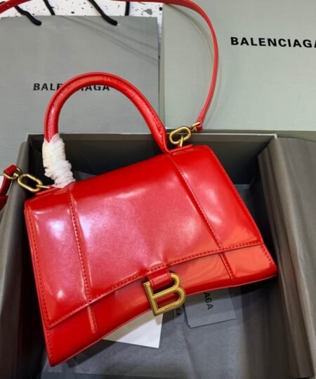 Balenciaga Hourglass Small Handbag In Bright Red, For Women, Women's Bags 9in/23cm 5935461QJ4M6406