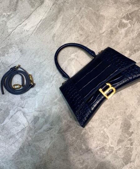 Balenciaga Hourglass Small Handbag In Dark Blue, For Women, Women's Bags 9in/23cm 5935461LRGM4611