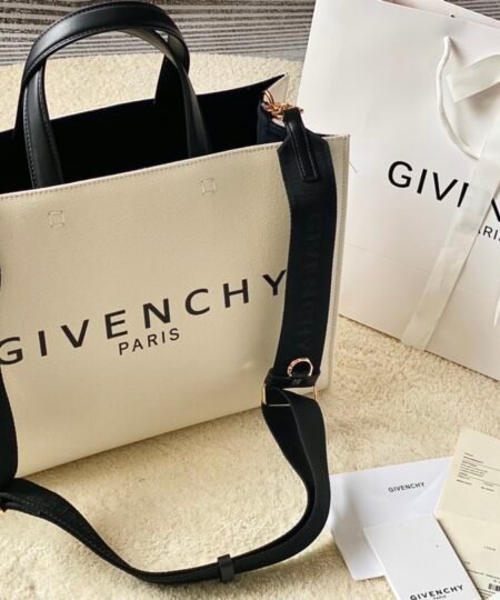 Givenchy Medium G Tote Shopper Bag Canvas Ivory For Women, Women's Handbags, Shoulder Bags 14.5in/37cm GVC BB50N2B1H1-105