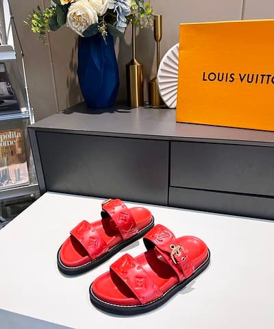 Louis Vuitton Women's Bom Dia Flat Mule Red For Women LV