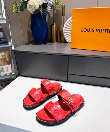Louis Vuitton Women's Bom Dia Flat Mule Red For Women LV