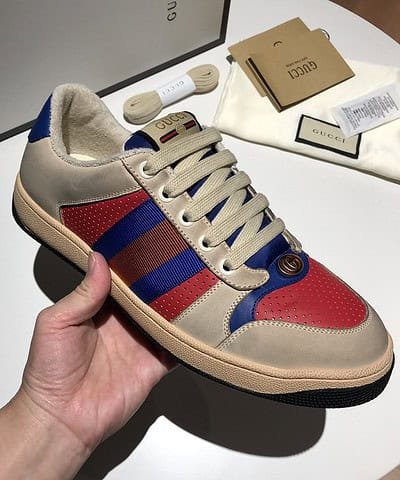 Gucci Women's Screener Low-Top White Red Blue For Women 546163