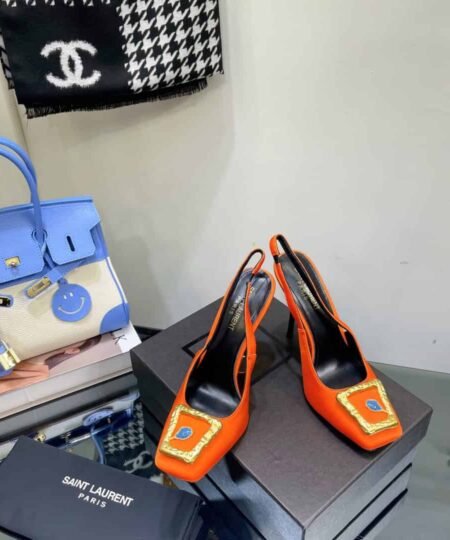 Saint Laurent Women’s Maxine Silk Slingback Pumps Black For Women YSL