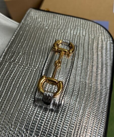 Alternative view of Gucci Horsebit 1955 Lizard Mini Bag Silver For Women, Women's Bags 8in/20cm GG