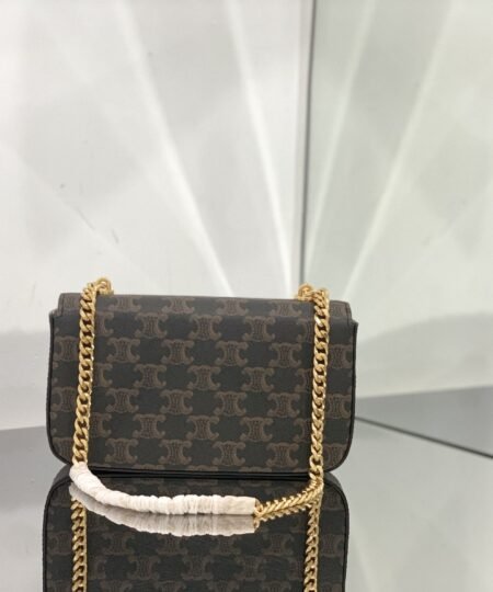 Alternative view of Celine Chain Shoulder Bag Cuir Triomphe In Triomphe Canvas Tan For Women 7.9in/20cm