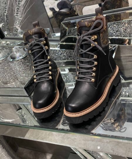 Louis Vuitton Women's Territory Flat Military Boot Black For Women LV 1A958N