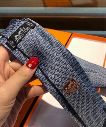 Alternative view of Hermes Tie With Spiral Pattern Grey Hermes Men Tie