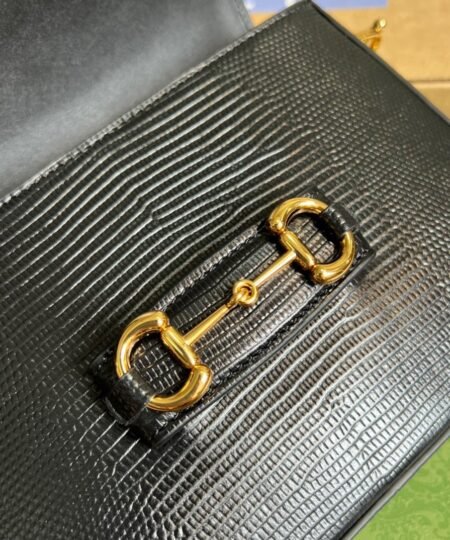 Alternative view of Gucci Horsebit 1955 Lizard Mini Bag Black For Women, Women's Bags 8in/20cm GG