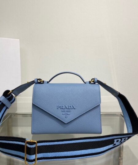 Prada Monochrome Saffiano Bag Blue For Women, Women's Bags 8.2in/21cm 1BD317_2ERX_F02TG_V_3O3