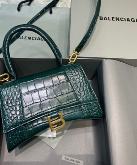Balenciaga Hourglass Small Handbag In Dark Green, For Women, Women's Bags 9in/23cm