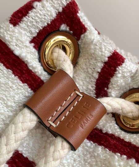 Alternative view of Celine Teen Drawstring In Textile With Celine All-Over White/Red For Women 7in/19cm