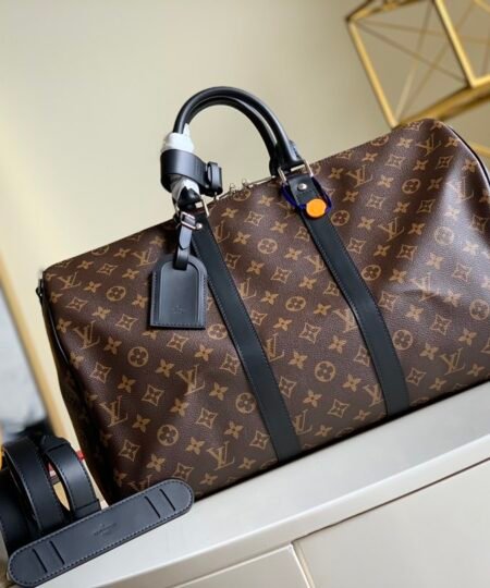 Louis Vuitton Keepall Bandouliere 45 Monogram Macassar Canvas For Men, Men's Bags, Travel Bags 17.7in/45cm LV M56711