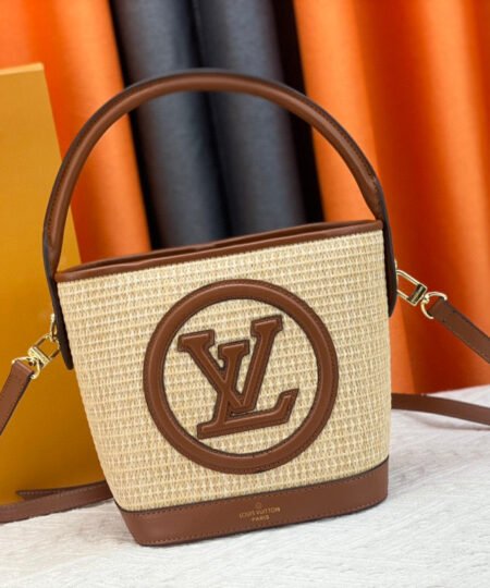 Louis Vuitton Petit Bucket Raffia Caramel Brown For Women 9.4in/24cm LV M59961